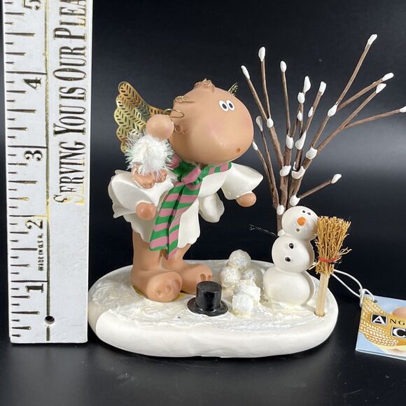 Vintage Kirk's Kritters Angel Cheeks Christmas Figurine With Snowman 2001 - Picture 7 of 15
